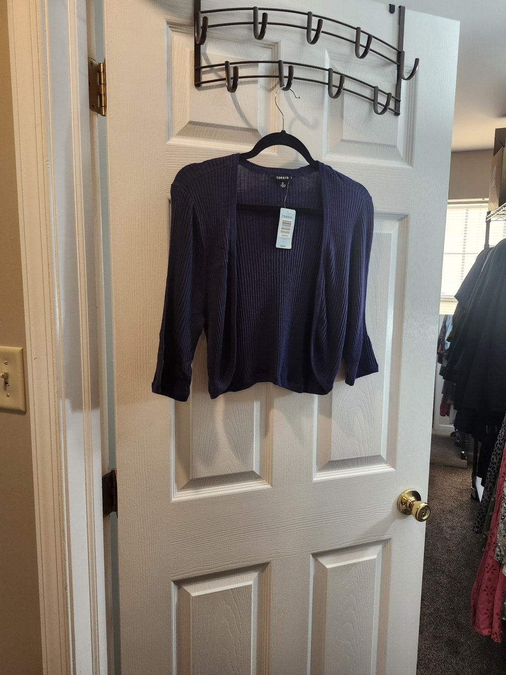 Torrid Navy Ribbed Open-Front Cropped Cardigan, Torrid 2 = 2X